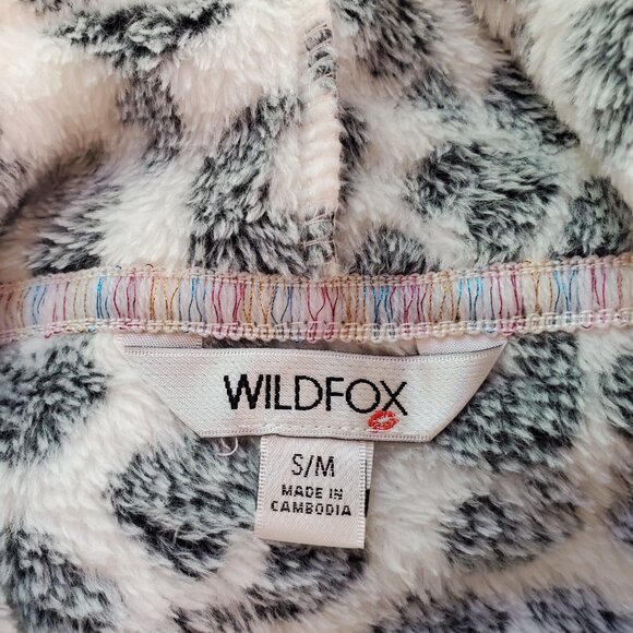 WILDFOX SZ S/M Oversized Snow Leopard Print Fleece Hoodie Loungewear Pajamas - Picture 11 of 11